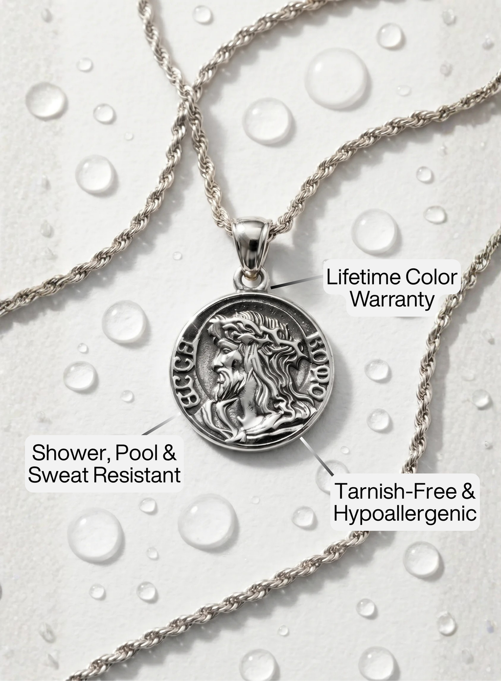 LADIES JESUS QUARTER NECKLACE