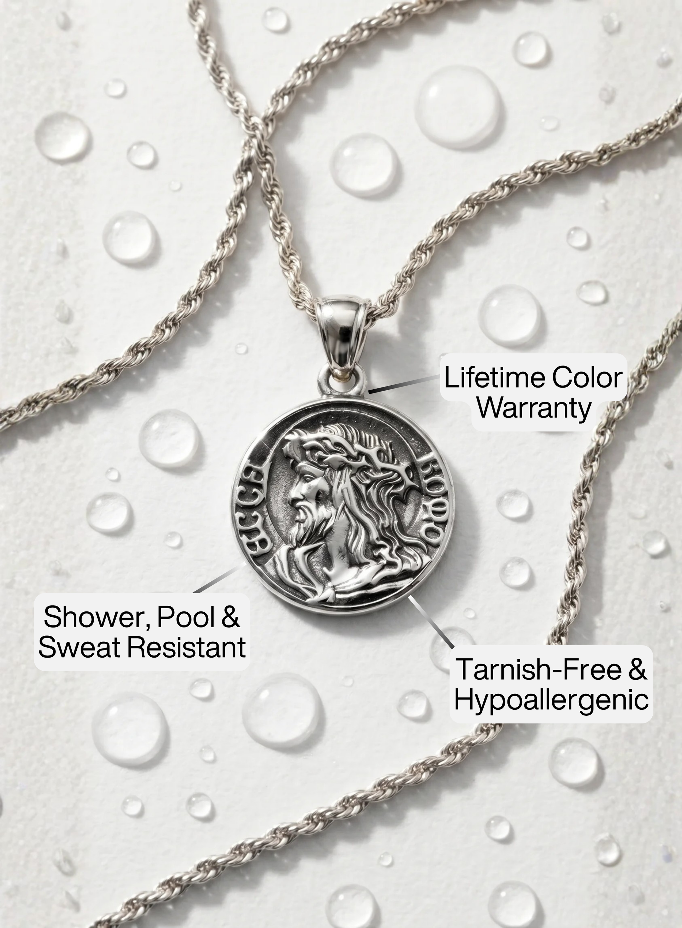 LADIES JESUS QUARTER NECKLACE