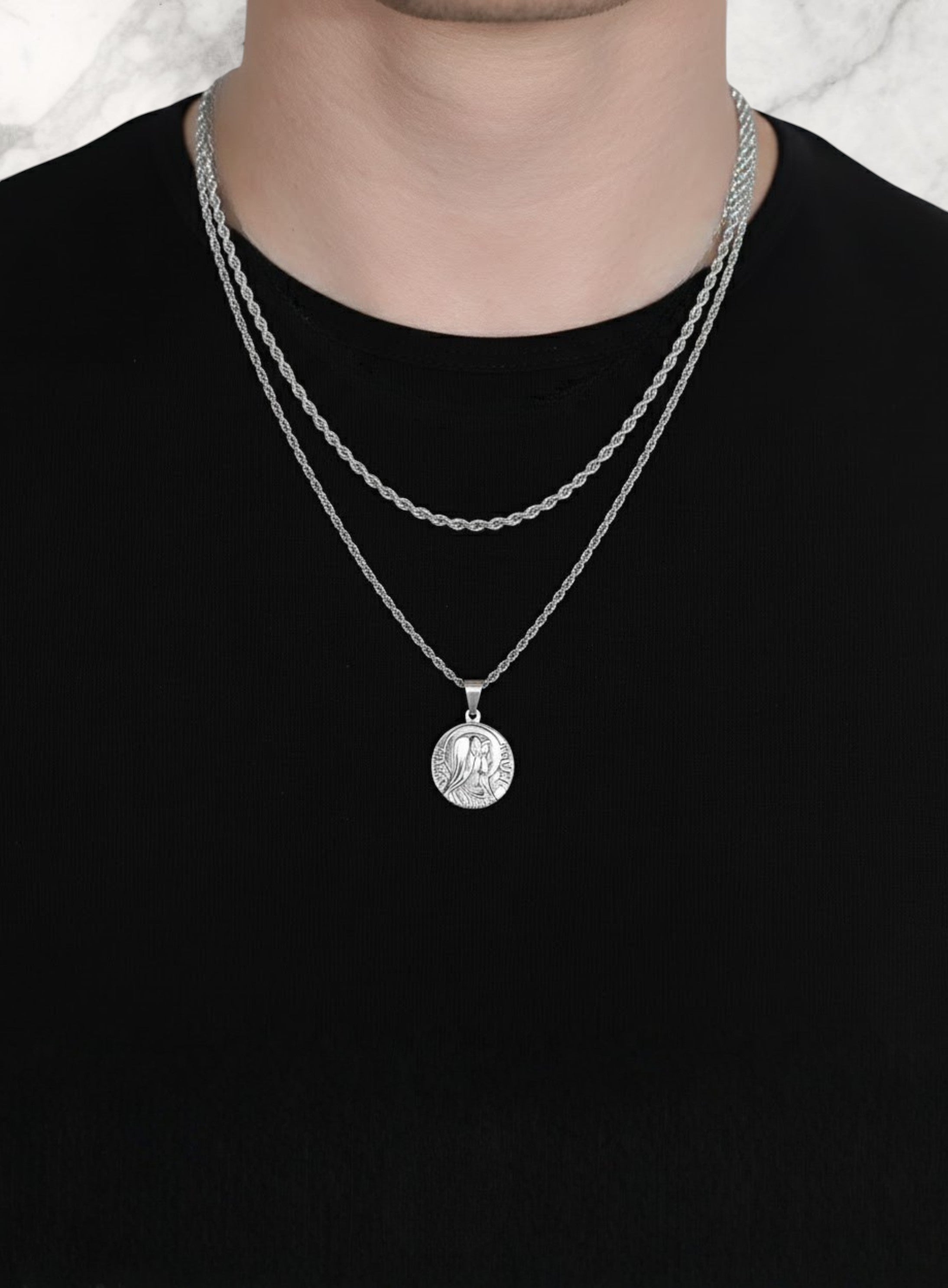 MOTHER OF GOD QUARTER NECKLACE