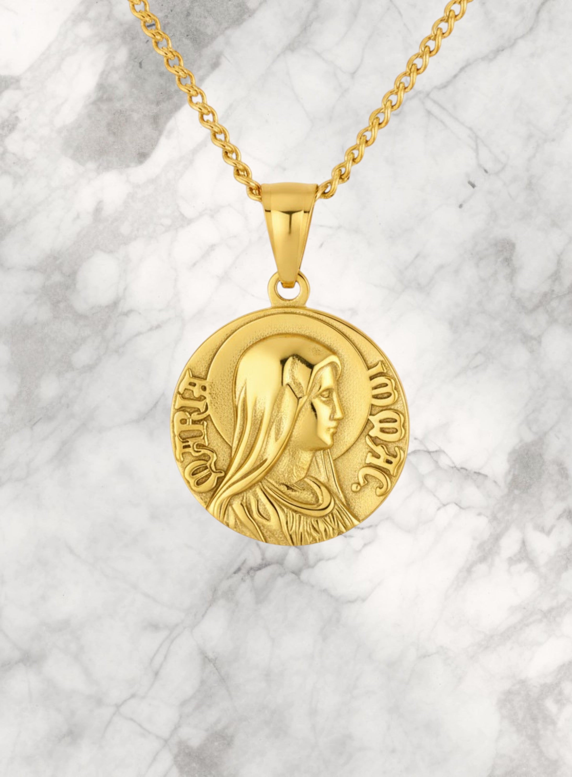 MOTHER OF GOD QUARTER NECKLACE