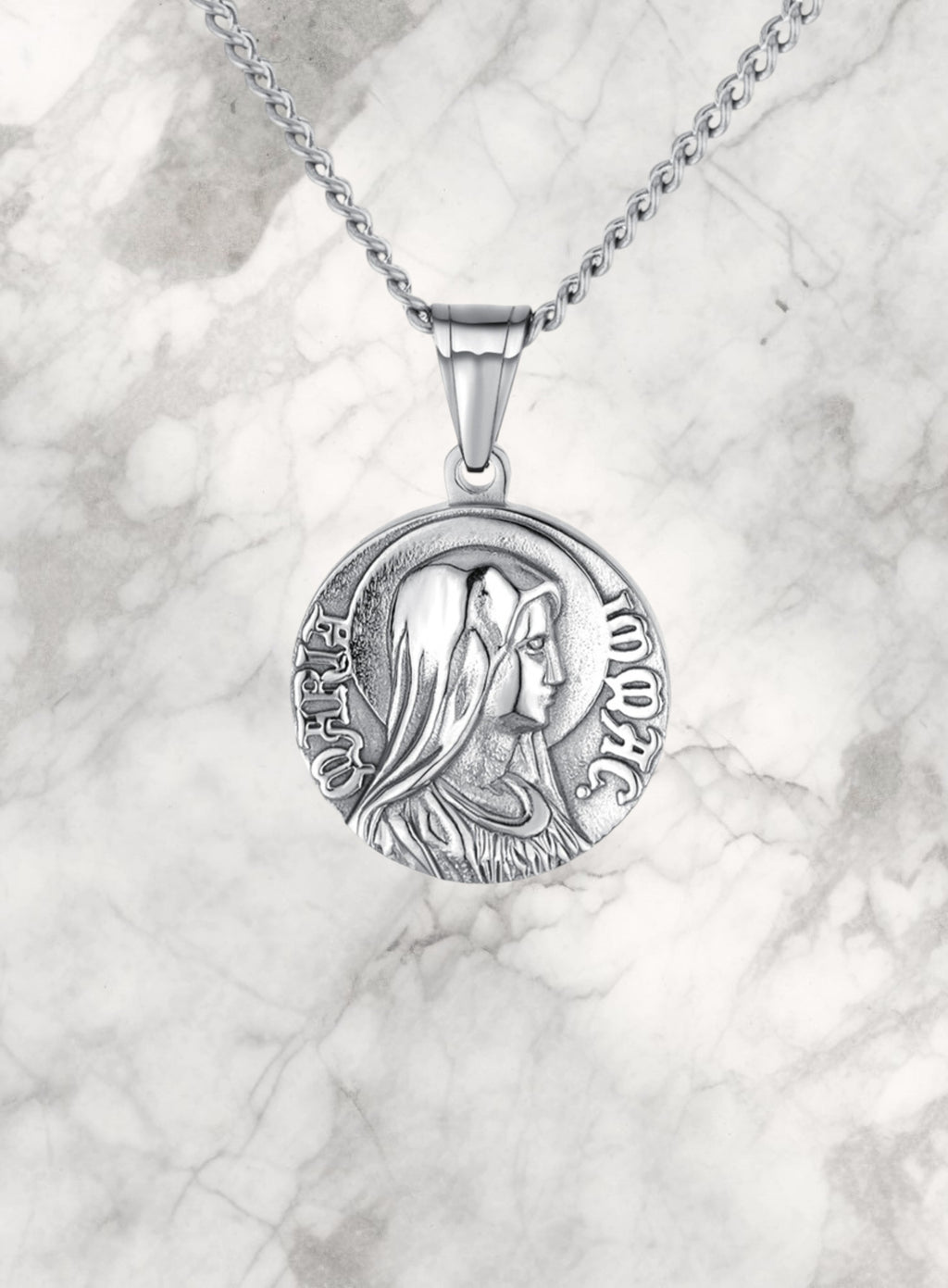 MOTHER OF GOD QUARTER NECKLACE