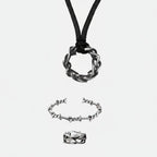 Championofgod Crown of Thorns gift set includes a silver-tone barbed wire-style necklace, bracelet, and ring.
